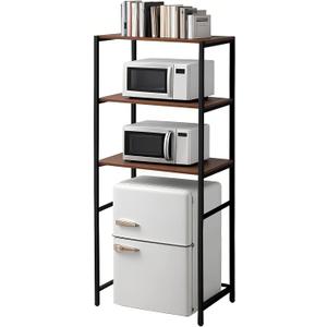 Colingmill 3 Tier Black Mini Fridge Stand with Storage for Dorm, Over Mini Fridge Multipurpose Storage Shelf Rack Standing Organizer for College Rooms Kitchen Pantry, Home, and Offices, Coffee, 18.3 X 23.6 X 66.9 Inches