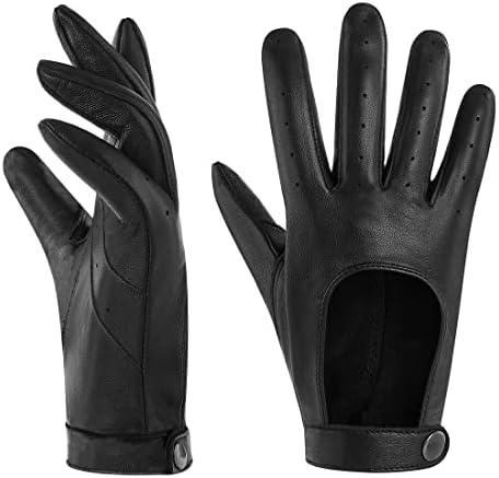 Harssidanzar Leather Driving Gloves For Womens,Touchscreen Texting Unlined Thin Sheepskin Dress Leather Gloves, Size: XS