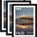 14x20 Poster Frame, Display Pictures 12X18 with Mat or 14x20 Without, Wall Hanging Frames, Black, 3 Pack
