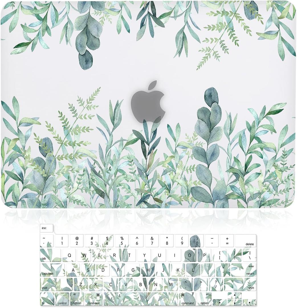 Case for MacBook Pro 16 inch (A2141, 2020 2019 Release), 3D Effect Matte Clear See Through Hard Cover & Keyboard Cover Compatible Mac Pro 16 inch with Touch Bar and Touch ID - Green Plants