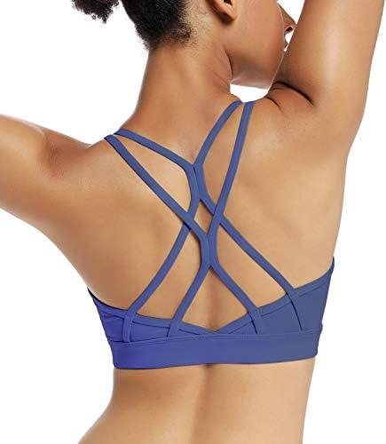 RUNNING GIRL Sports Bras for Women,Strappy Crisscross Back Padded Low Impact Running Sports Bra with Removable Cups L