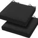 Magpie Fabrics Indoor Outdoor Waterproof Square Chair Cushion, 18" x 18" x 2.5", 2 Pack, Water Resistant Seat Cushions, for Patio Garden Office, Black
