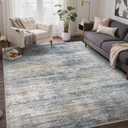 Bavni 8x10 Area Rugs, Abstract Modern Living Room Rugs, Large Machine Washable Rug Non-Slip, Soft Pet Friendly Rugs for Bedroom, Playroom, Dining Room, Blue/Light Grey
