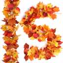 Joyhalo 2 Pack Fall Leaves Garland Indoor Outdoor Fall Decor,Hanging Maple Leaves Garland for Mantle, Door Frame,Fireplace and Thanksgiving Decor