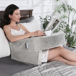 Weighted Idea Lap Desk Pillow with Arm Rest – Extra Large Memory Foam Support for Reading, Gaming, Working & Sitting in Bed, Couch or Floor – Laptop Cushion with Removable Washable Cover