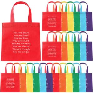 Coume 24 Sets End of The Year Gifts Bags for Students Bulk Inspirational Rainbows Party Favor Bag for Primary School Student Sunday School Gift Classroom Prize Kindergarten Preschool (Classic)