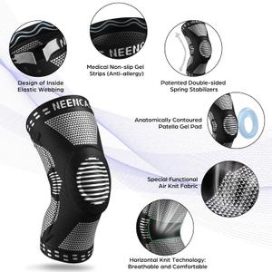 NEENCA Professional Knee Brace for Pain Relief, Medical Knee Support with Patella Pad & Side Stabilizers, Compression Knee Sleeve for Meniscus Tear, ACL, Joint Pain, Runner, Workout - FSA/HSA Eligible, XX-Large