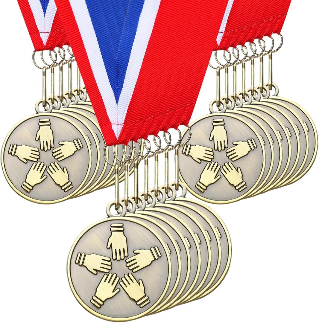 Quelay 30 Pcs 2'' Gold Medals for Awards Winner Bulk with Neck Ribbons Metal Trophy Award Prize Gift for Kids Students Adults School Graduation Participation Competitions