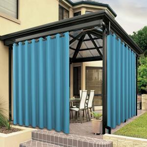 BONZER Waterproof Outdoor Curtains for Patio Porch Pergola Cabana Thick Privacy Wide Grommet Indoor Curtains for Bedroom Living Room, 1 Panel, 110W x 84L inch, Teal