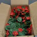 HyeFlora Artificial Fake Red Hanging Flowers Plants Basket for Outdoor Outside Winter Christmas Decor, Faux Silk Daisy Flower Look Real UV Resistant Orchid Vine Plant for Porch Garden Yard Patio Home