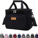 iknoe Insulated Lunch Bag, Foldable 14L Cooler Bag for Men & Women, Leakproof Thermal Design, Great for Office, Picnic, Travel, Lunch Box, Black New (Large)