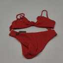 ZAFUL Women's Tie Knot Front Spaghetti Strap High Cut Bikini Set Swimsuit (Medium, 2pc-red)