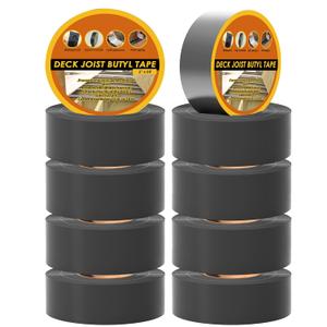 Butyl Joist Tape for Decking 2''50', 10 Rolls Weather-Resistant Deck Joist Tape 2 inch, Waterproof and Anti-Corrosion Joists Deck Tape, Self-Adhesive Flashing Joists Tape for Wood Decks Beams Roof
