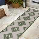 JONATHAN Y TSN202D-28 Lior Geometric Moroccan Diamond Green/Cream 2 ft. x 8 ft. Indoor/Outdoor Runner Rug, Pet Friendly, Non Shedding, Stain Resistant, Easy-Cleaning for Home, Patio, Backyard, Porch (2' x 7'10" (Rectangular))