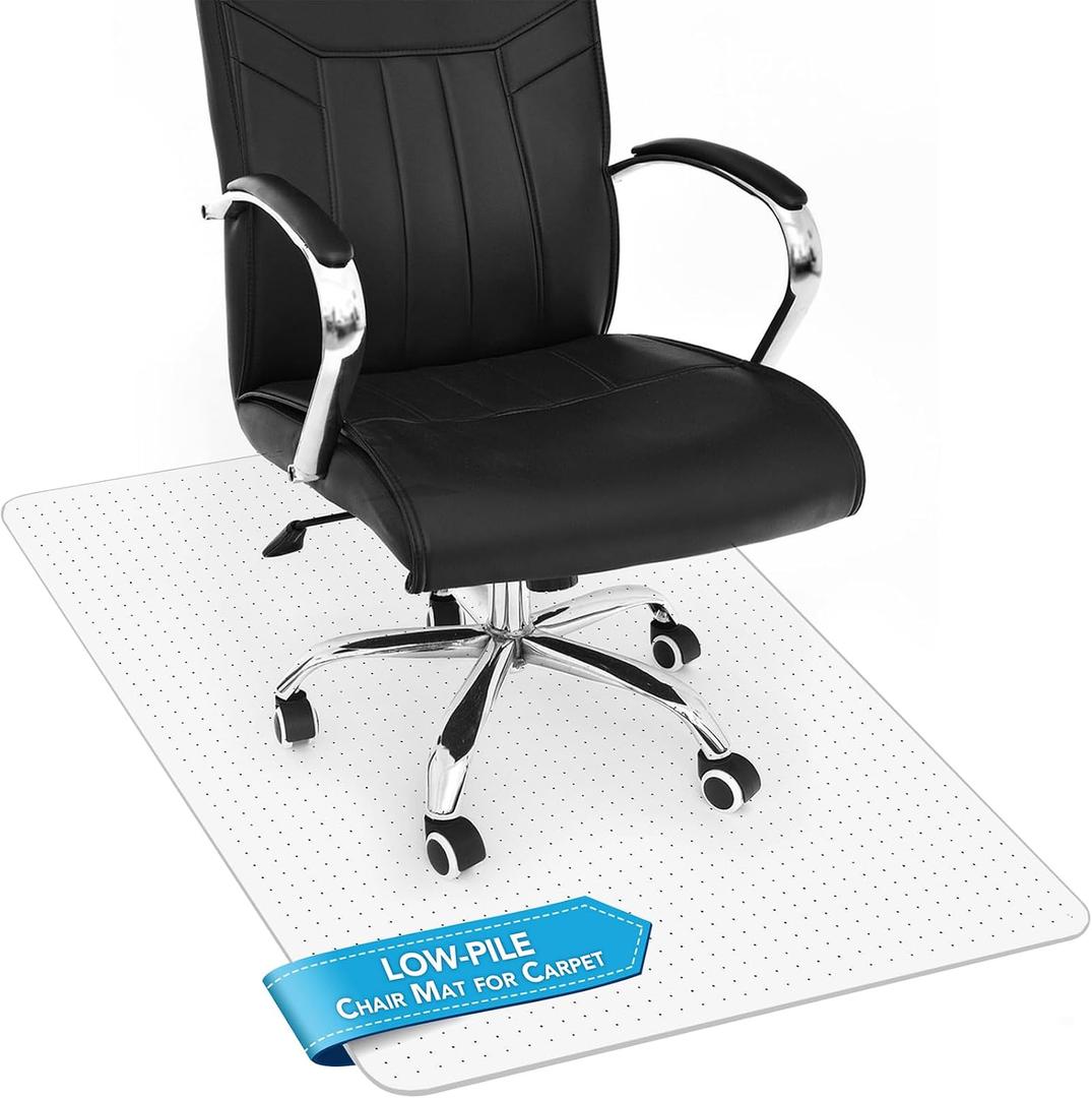 Thickened Chair Mat for Carpet - 47X 35.5 Heavy Duty Office Chair Mat for Low-Pile Carpeted Floors. Carpet Protector for Office Computer Desk Chair. Easy Rolling, Clear, Rectangular- 47x35.5"