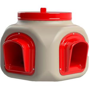 OverEZ Compact Chicken Feeder - Holds 25 Pounds of Feed - Inside or Outside Hen Coop - Large Gravity Fed Automatic Poultry Food Dispenser - No Waste Rainproof Design, 2 Packs