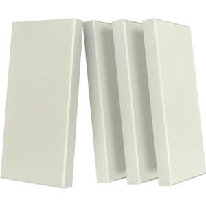 UMIACOUSTICS 4 PCS Acoustic Panels with Hanging Brackets, 2 Thick Fiberglass Sound Proof Panels Removable for Studios, Office, Home Theater Wall- Off White