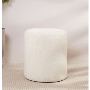 Round Stuffed Pouf, 17x14 inch, White