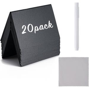 BOOMIBOO 20 Pack 4"x3"Mini Chalkboard Signs, Reusable and Reserved Table Signs, Easy to Write and Wipe Out, Food Labels for Parties - Buffets - Birthdays -Bakery-Table Numbers-Weddings