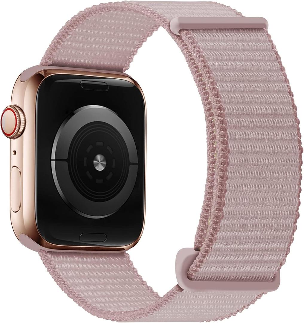 OXWALLEN Sport Loop Nylon Band Compatible with Apple Watch Series 11/10/9/8/7/6/5/4 SE 3/2/1 42mm 41mm 40mm 38mm, Adjustable Comfortable Braided Fabric Rugged Strap for iWatch Women Men, Rose/Pink