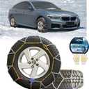 NEOCHIAEVO Auto Tightening Snow Chains Tire Chains, 1-Minute Quick Install, Universal Fit for Car/SUV/Pickup Truck, Multi-Weather Emergency Traction, Set of 2 - HKN100