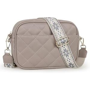 Prite Quilted Crossbody Purse for Women, Vegan Leather Bag with Shoulder Strap, Small Purse with Card Slots