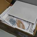 Furnulem White Dresser with 5 Drawers, Vertical Storage Tower Fabric Dresser for Bedroom, Hallway, Entryway, Nursery, Closet Organizer, Nightstand Bedside Table Furniture, Sturdy Steel Frame, Wood Top