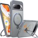 TORRAS 360 Spin Magnetic Stand for Google Pixel 9 Pro XL Case, 12FT Military Grade Protection, Compatible with Magsafe, Shockproof Slim Pixel 9 Pro XL Phone Case with Kickstand, Gray