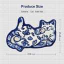 Blue Delft Cat Rug - Cute Cat Bathroom Rug Super Absorbent & Non-Slip Bath Mat, Soft Fuzzy Cute Mat for Small Bathroom or Shower Floor