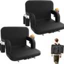 Stadium Seats with Back Support - Portable Bleacher Chairs with Back and Cushion, 6 Adjustable Positions Pdded Bleacher Seat for Sport Events Camping Fishing (Extra Wide - 25", Black 2pcs)
