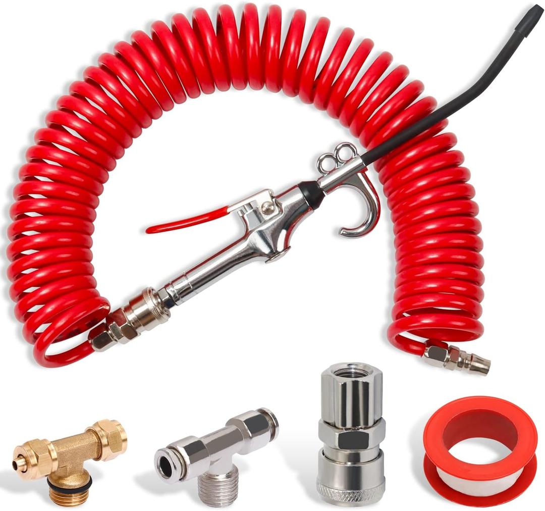 CheeMuii 9 m Red Truck Dust Air blow Gun Kit Long Air Hose Heavy Duty Cleaning with Long Nozzle