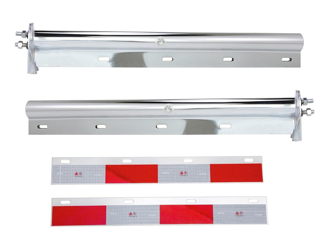 Stainless Steel Straight Spring Loaded Mud Flap Hanger,Round Tube Style,1-1/8" Bolt Spacing,30" Length.with 7 inch Enhanced Spring Inside.with 2pcs Reflective Plate