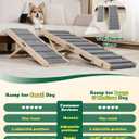Dog Ramp Dog Stairs for Large Dogs Foldable Dog Ramp with 5 Adjustable Heights from 13.98'' to 27.56" Wood Pet Ramp with Non Slip Carpet Portable Puppy Ramp for Couch, Sofa, Bed, Car