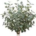 6 Pcs 27" Eucalyptus Stems Greenery Stems Eucalyptus Leaf Spray in Green Silk Plastic Plants Floral Artificial Plants for Home Party Wedding Decoration(Dark Green)