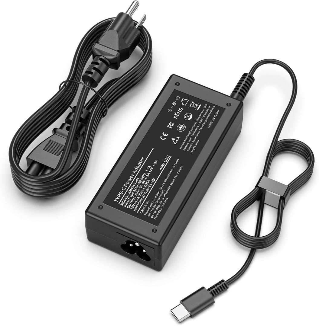 SLE-TECH Universal 45W Chromebook Laptop Charger USB Type C Compatible with HP Chromebook Dell Lenovo Acer Asus Google Series Type C Fast Charging Power Cord