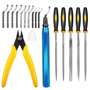 3D Print Deburring Tool Set with 11pc High Speed Steel Multipurpose Blades Removing Burr 5Pcs Needle File 1pc Micro Wire Cutter for 3D Printed Edges Metal Resin Copper Plastic PVC Pipes