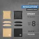 Professional Cornhole Bags - Set of 8 Regulation All Weather Double Sided - Sticky Side/Slick Side Bean Bags for Pro Corn Hole Game (Gold & Black)