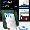 ASAFCASE for Samsung Galaxy Z Flip 5 Wallet Case with Card Holder (3 Cards) & Hinge Protection & Outer Screen Protector, Shockproof Rugged Cover Phone Case for Samsung Galaxy Z Flip 5 5G 2023, Green