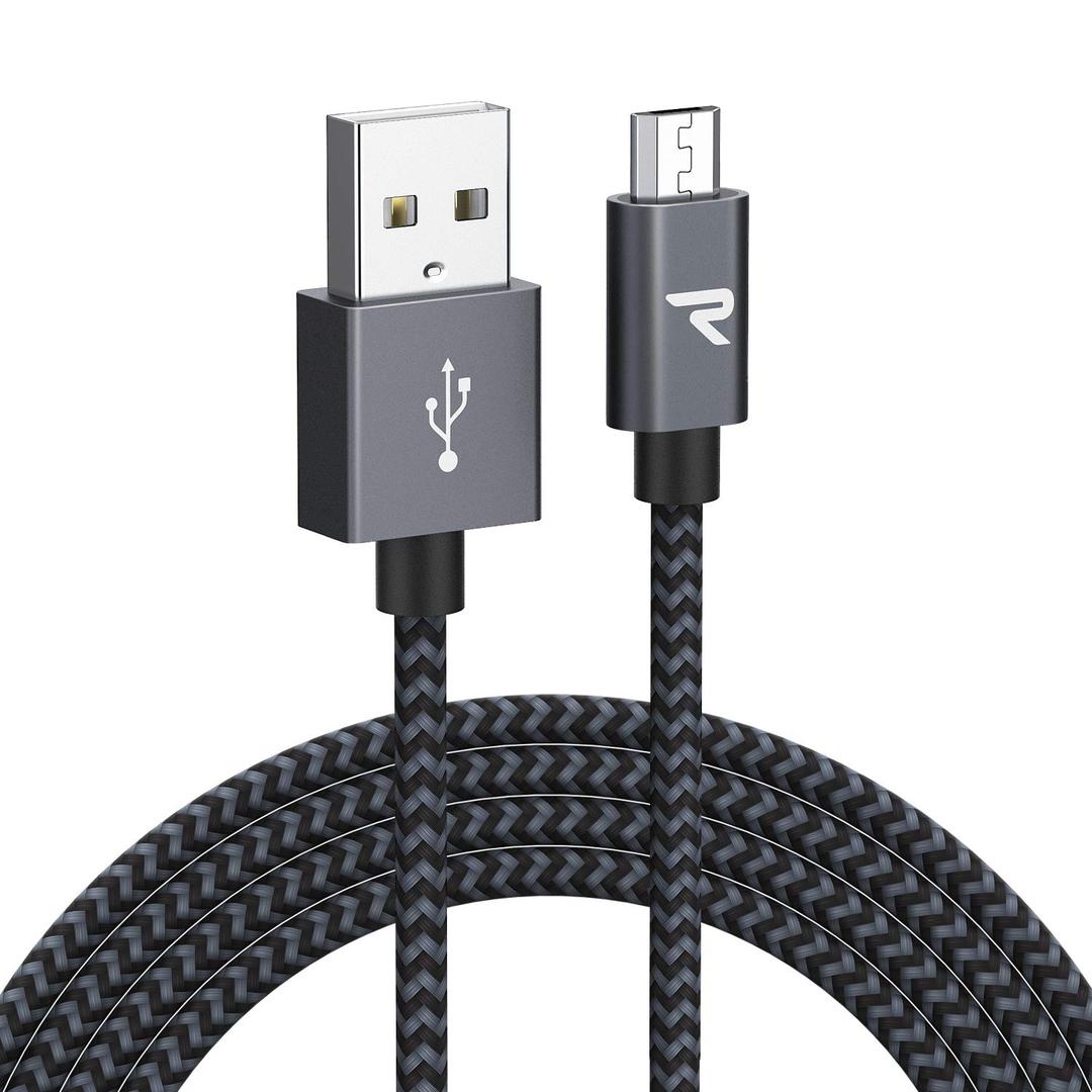 RAMPOW Micro USB Cable 10ft, Extra Long Charging Cord, QC 3.0 Fast Charge & Sync USB Cable, Braided Android Charger Cable for Samsung Galaxy S7 Edge S6 S5, Moto, LG G4, HTC - Space Gray