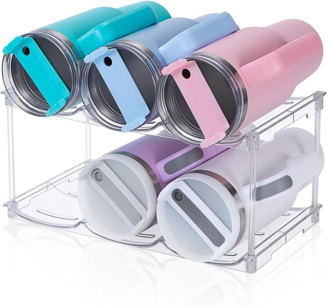Stackable Water Bottle Organizer for Stanley 40 oz Tumbler, Water Bottle Holder for Cabinet, Pantry Kitchen Organizers and Storage for Stanley Cup Accessories, Tumbler Organizer and Wine Rack, 2Pack (SPO-JM-2Pack)