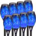Solar Lights Outdoor, 8Pack Solar Torch Light with Flickering Flame for Garden Decor, Waterproof Outdoor Lighting Landscape, LED Flame Torches for Outside Patio Pathway Yard Decorations (Blue)