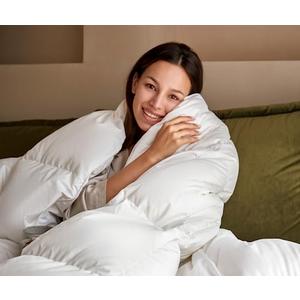 baisihan Luxury Goose Down Comforter - King Size - 800 Fill Power - Ultra Soft Hotel Collection Duvet Insert Warmth - 30°F to 60°F -Cotton Cover - Corner Tabs - Baffle Box - Winter Use - White