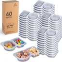 2 x MACTANO 40 Sets Condiment Container with Lid, Disposable Double Compartment Plastic Container for Sauce Snack