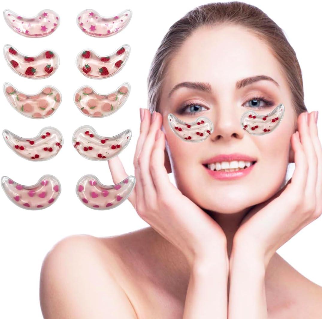 10 x Reusable Gel Eye Ice Pack, Cooling Eye Pad, Hot  Cold Treatment for Eye Strain, Eye Swelling, Eye Redness, Puffy Eyes, Dark Circles, Smooth Fine Lines, and Eye Recover Surgery. (Pink  10PCS)
