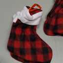 BBTO 36 Pieces Plush Cuff Christmas Mini Stockings 7 Inch Buffalo Plaid Hanging Stockings Xmas Candy Holder Tableware Holders (Red and Black)