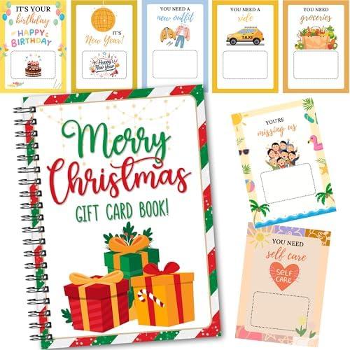Honestchi Merry Christmas Gift Book, Greeting Card Holder Organizer 5''x7''Spiral Booklet for College Student Daughter Son Friends (DK07)