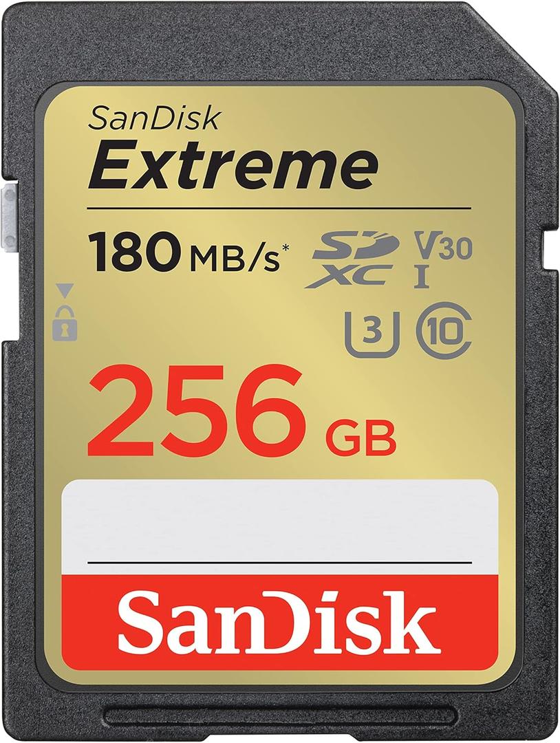 SANDISK 256GB Extreme SDXC UHS-I Memory Card - C10, U3, V30, 4K, UHD, SD Card - SDSDXVV-256G-GNCIN