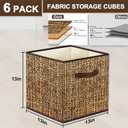 homyfort 11x11 Cube Storage Bins - Fabric Cubby Bins with Dual Handles, Collapsible Storage Organizer for Shelf, Closet, Nursery, Set of 6 (PRINTING instead of Real Rattan Weaving)