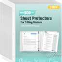 SUIN Sheet Protectors 500 Pack, Clear Plastic Page Protectors 8.5 x 11 Inch, Reinforced 3 Hole Plastic Binder Sleeves, Acid-Free Archival Document Holders for Office & School