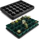 RooTrimmer 2.8 inch (7CM) Square Nursery Pots 120pcs (Green) and 24 Cell Nursery Pots Trays 5 Pack, Plastic Seedling Starter Tray with Drain Holes for Carrying and Holding Plant Pot(17"x11"x1.6")